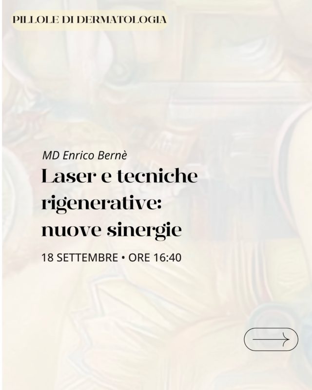 Il dottor Bernè, dermatologo di Milano, porterà al prossimo Dermocosm - Congresso di Dermatologia Rigenerativa - una relazione una relazione di altissimo profilo clinico.

Al centro dell’intervento le frontiere più avanzate della medicina rigenerativa applicata ai tessuti danneggiati e i risultati straordinari di un’esperienza clinica basata su oltre 10.000 casi, focalizzata sulla sinergia e sull’azione pro-rigenerativa dei laser.

Per informazioni sull’iscrizione o per conoscere il programma completo visita il sito dermocosm.com

Vi aspettiamo:
📍 Palazzo Castiglioni, Milano
📆 18 settembre 2026
🎓 7 crediti ECM

Partecipazione gratuita per gli specializzandi.

Grazie a tutti gli sponsor dell’Evento per il prezioso contributo.

#dermocosm #dermocosmvitacutis #mbw #milanobeautyweek

@associazionecosmeticaitalia @milanobeautyweek